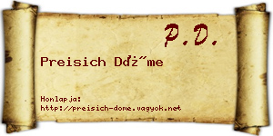 Preisich Döme névjegykártya